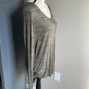 Cato Sportswear Olive Green Striped Long Sleeved Top  Size XL
